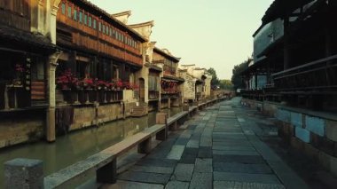 Zhejiang Çin 'deki Wuzhen' in tarihi binaları..