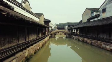 Zhejiang Çin 'deki Wuzhen' in tarihi binaları..