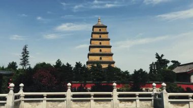 Shanxi, Çin 'de Dayan Pagoda ile Xian şehir manzarası