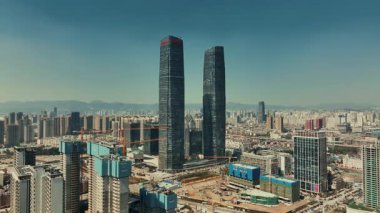 Kunming 'den şehir hava görüntüsü, Çin' in güneybatısından Yunnan.