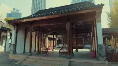 Çin 'in Jiangsu kentindeki Nanjing şehrindeki tarihi tapınak binaları.