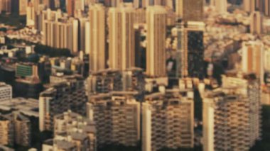 Günümüz modern gökdelen binalarının Shenzhen City, Guangdong, Çin 'de zaman aşımına uğramış görüntüsü..