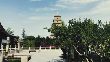 Shanxi, Çin 'de Dayan Pagoda ile Xian şehir manzarası