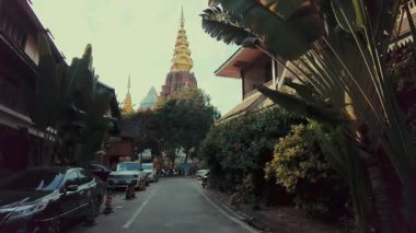 Jinghong bölgesinde Xishuangbanna 'daki tapınak yakın görüntüsü, Çin' in güneybatısında Yunnan.