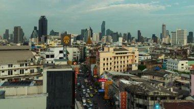 Bangkok, Tayland 'daki kentsel binalarla ufuk çizgisinin zamanlaması.