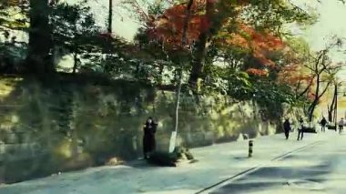 Hangzhou kentsel binaları Çin 'in Zhejiang eyaletindeki otobüsten izlendi.