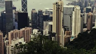Çin, Asya 'da gökdeleni olan Hong Kong kentsel şehir silueti.