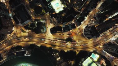 Çin, Asya 'daki Hong Kong kentsel sokak havadan görüntüsü.