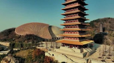 Çin, Jiangsu 'daki Nanjing şehrinin Niushoushan Parkı' nın havadan görünüşü.