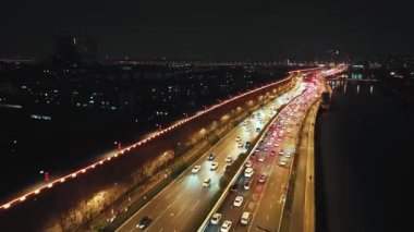 Gece Jiangsu, Çin 'deki Nanjing Duvarı' nın havadan görünüşü.
