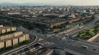 Çin, Shanxi 'deki Xian kentsel binalarının zaman aşımı görüntüsü