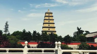 Shanxi, Çin 'de Dayan Pagoda ile Xian şehir manzarası