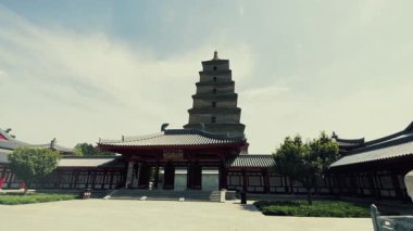 Shanxi, Çin 'de Dayan Pagoda ile Xian şehir manzarası