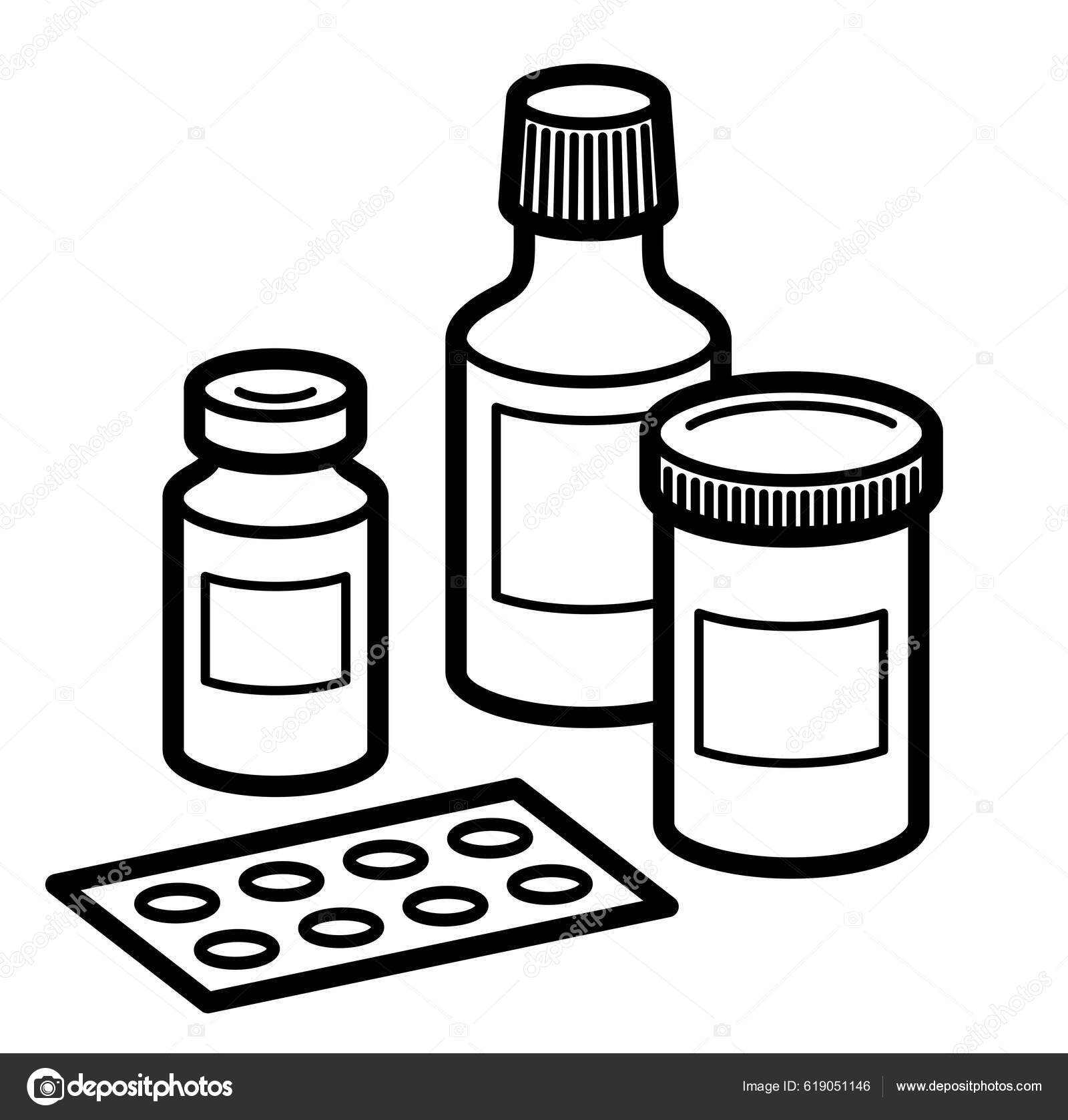 Medicina Farmácia Tema Garrafas Médicas Vetor Ilustração Isolado