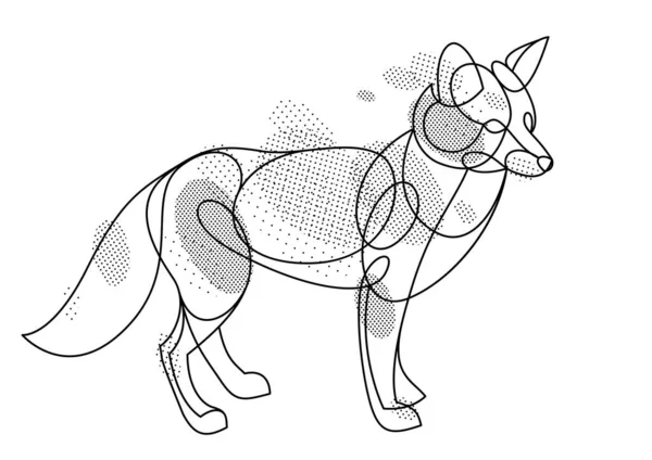 Red Fox Linear Vector Illustration Isolated Cute Wild Animal Wildlife — Stock Vector