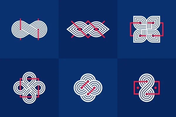 Elementos Diseño Gráfico Para Creación Logotipos Líneas Entrelazadas Colección Iconos — Vector de stock