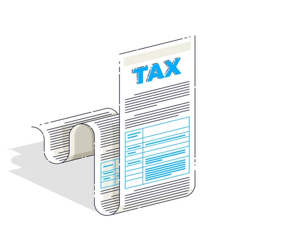 Formularz Podatkowy Lub Dokument Prawa Papierowego Izolowany Białym Tle Izometryczny — Wektor stockowy