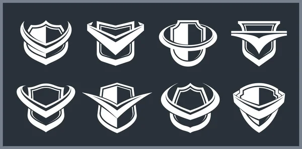 Ensemble Logos Vectoriels Shield Collection Différents Symboles Protection Contre Les — Image vectorielle