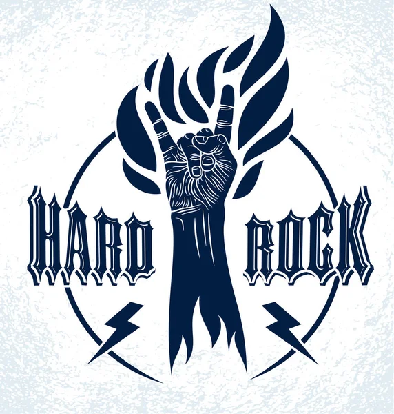 Rock Hand Tecken Eld Varm Musik Rock Roll Gest Lågor — Stock vektor