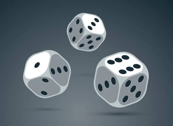 Dice向量3D对象孤立图解 赌博游戏设计 棋盘游戏 现实立方体运气 — 图库矢量图片