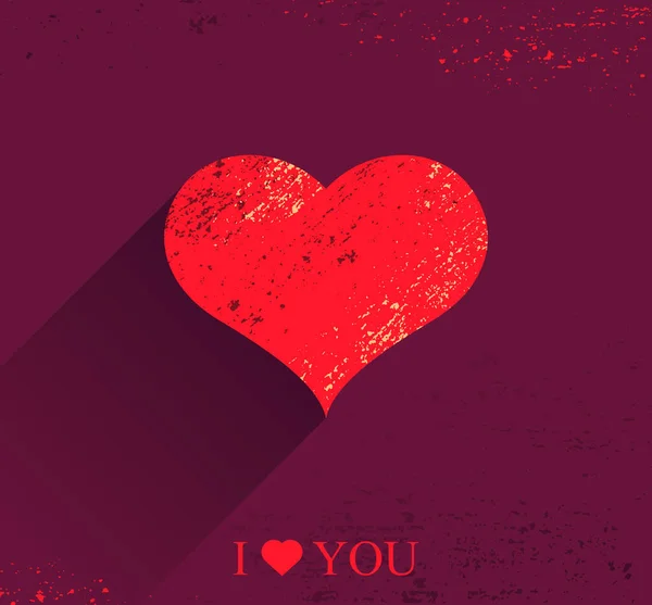 Coeur Rouge Sur Vecteur Texture Bois Carte Valentine — Image vectorielle