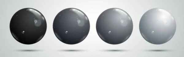 实际的光滑球体 灰暗和浅色矢量集 集合闪亮球 设计元素 — 图库矢量图片