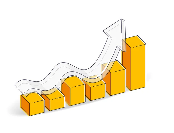 Lišta Statistiky Růstového Grafu Izolovaná Bílém Pozadí Vektorové Izometrické Podnikání — Stockový vektor