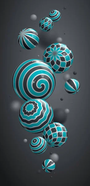 抽象球体矢量背景的手机 组合飞行球装饰图案智能手机壁纸 三维混合现实球 深度场效应 — 图库矢量图片