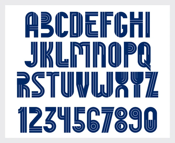 Abstrakte Geometrische Ursprüngliche Schriftart Logo Erstellung Alphabet Minimalen Tech Lineare — Stockvektor
