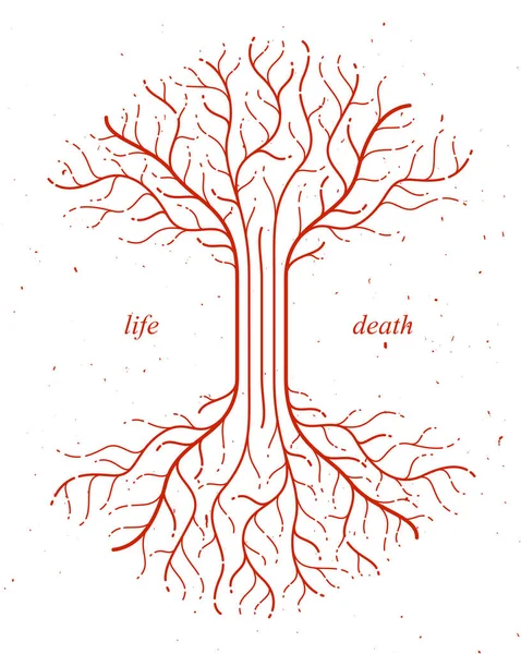 Дерево Життя Життя Смерті Життєвий Цикл Векторний Малюнок Логотипу Лінійному — стоковий вектор