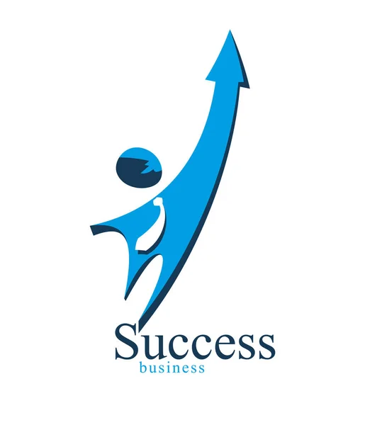 Erfolgreicher Geschäftsmann Einfaches Symbol Oder Logo Mit Pfeil Nach Oben — Stockvektor