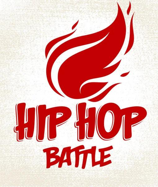 Rap Battle Vector Logo Emblem Flames Fire Burning Hip Hop — Stock Vector