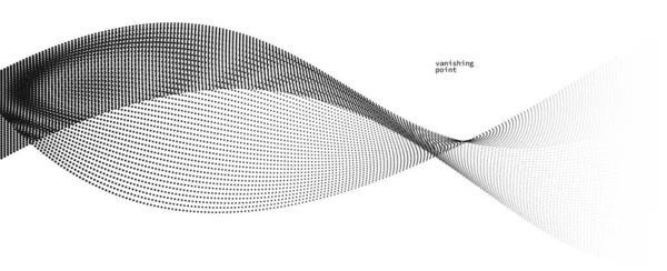 Волна Текущих Исчезающих Частиц Векторный Фон Кривые Линии Точек Движении — стоковый вектор