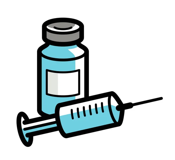 Ilustración Vectorial Del Tema Vacunación Una Jeringa Con Vial Aislado — Archivo Imágenes Vectoriales