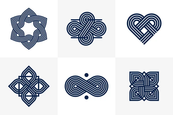 Абстрактные Геометрические Линейные Символы Векторный Набор Графические Элементы Дизайна Создания — стоковый вектор