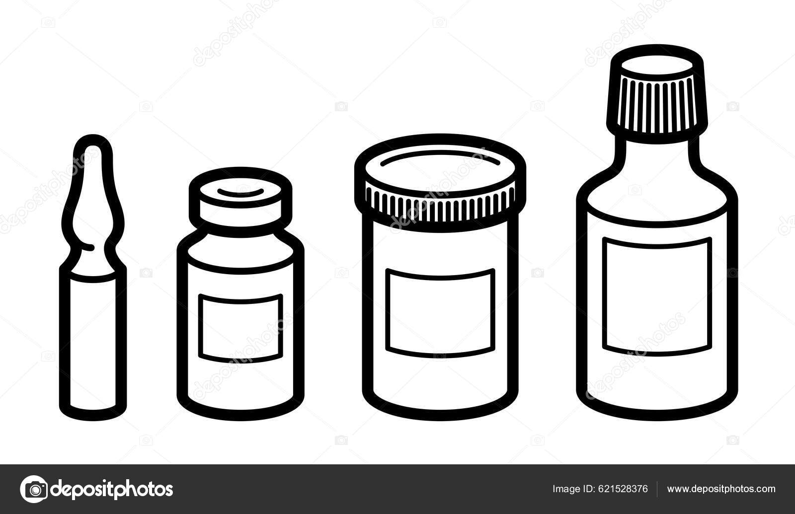 ícone linear do frasco de comprimidos. medicamentos. ilustração de