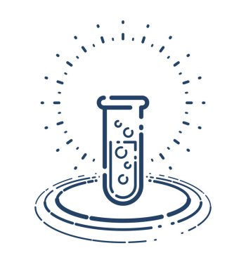 Test tübü vektörü basit doğrusal simge, bilim kimyası ve tıp analiz çizgisi sanat sembolü, laboratuvar araştırması.