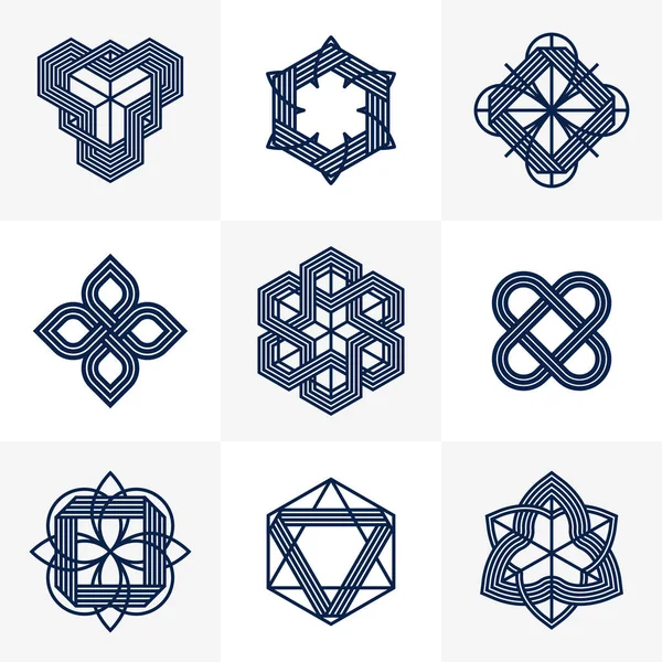 Eléments Graphiques Pour Création Logo Lignes Entrelacées Collection Icônes Style — Image vectorielle