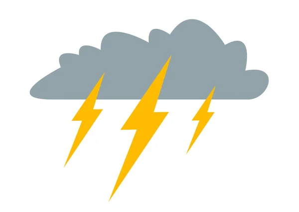Nube Simple Con Bombillas Rayos Vector Icono Plano Logotipo Aislado — Vector de stock
