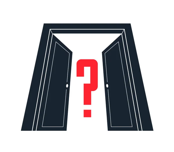 Концепция Секретного Вектора Дверей Полуоткрытая Дверь Вопросительным Знаком Ней Новые — стоковый вектор