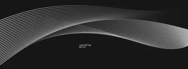 Wave Flowing Vanishing Particles Vector Abstract Background Curvy Lines Dots — Wektor stockowy