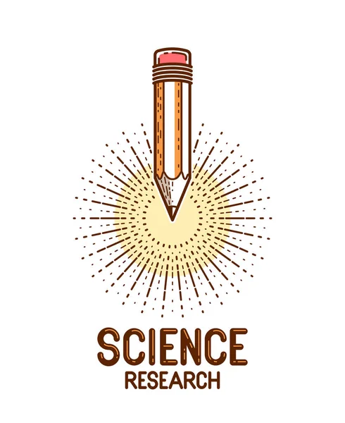 Logo Vectoriel Crayon Icône Éducation Science Connaissance Art Design Recherche — Image vectorielle