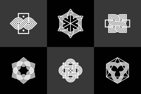 Elementy Graficzne Tworzenia Logo Splecione Linie Kolekcja Ikon Stylu Vintage — Wektor stockowy