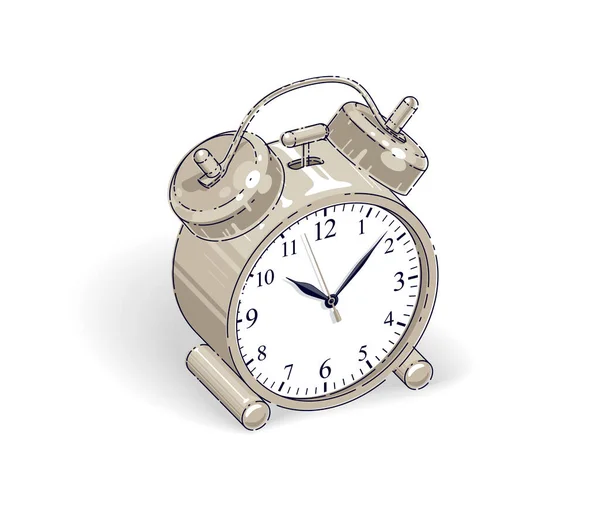 Τραπέζι Alarm Ρολόι Απομονώνονται Λευκό Ισομετρική Διανυσματική Απεικόνιση Λεπτή Γραμμή — Διανυσματικό Αρχείο
