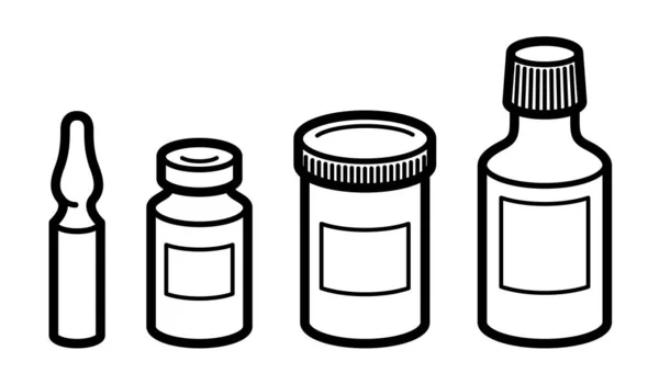 Set Medische Flessen Flacons Vector Platte Stijl Illustratie Geïsoleerd Wit — Stockvector