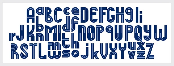Abstrakcyjny Geometryczny Oryginalny Czcionka Wektor Typeset Tworzenie Logo Alfabetu Minimalny — Wektor stockowy