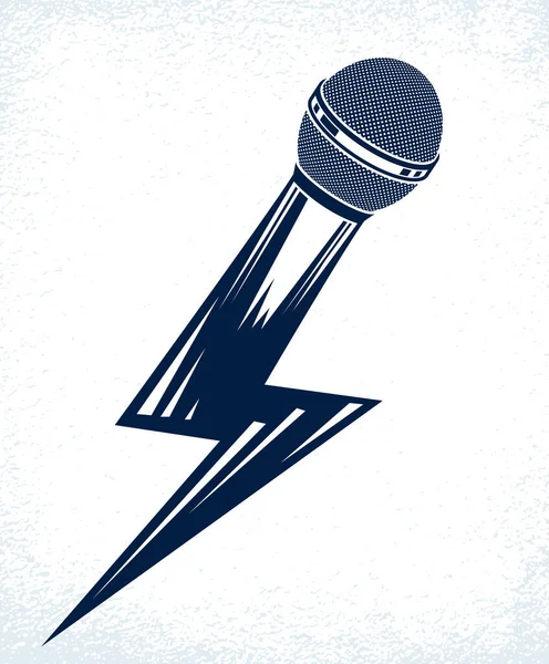 Mikrofon Form Eines Blitzes Mikrofon Wie Ein Blitz Aktuelles Nachrichtenkonzept — Stockvektor
