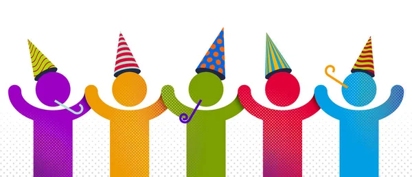 Celebrando Conceito Vetor Pessoas Ilustração Simples Ícone Aniversário Celebração Diversão — Vetor de Stock
