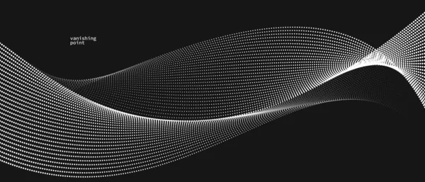 Абстрактная Фоновая Векторная Иллюстрация Над Черным Точки Движении Кривым Линиям — стоковый вектор