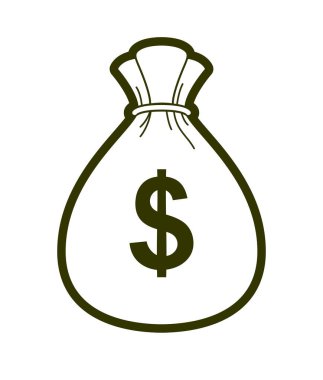 Para çantası para çantası vektör basit illüstrasyon simgesi veya logo, iş ve finans teması, gelir vergisi gelir vergisi ödülü.
